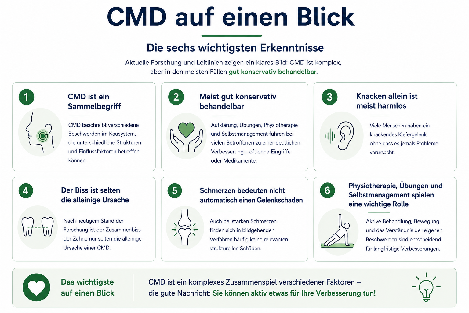Infografik mit den sechs wichtigsten Erkenntnissen zu CMD