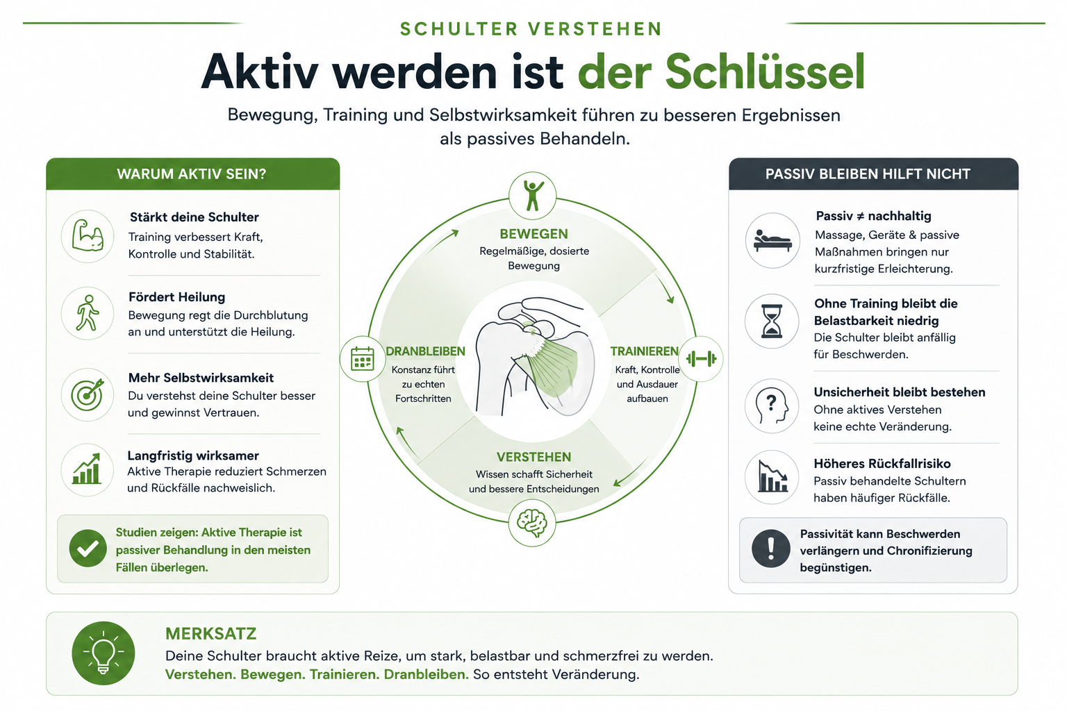 Infografik zur aktiven Therapie bei Schulterschmerzen
